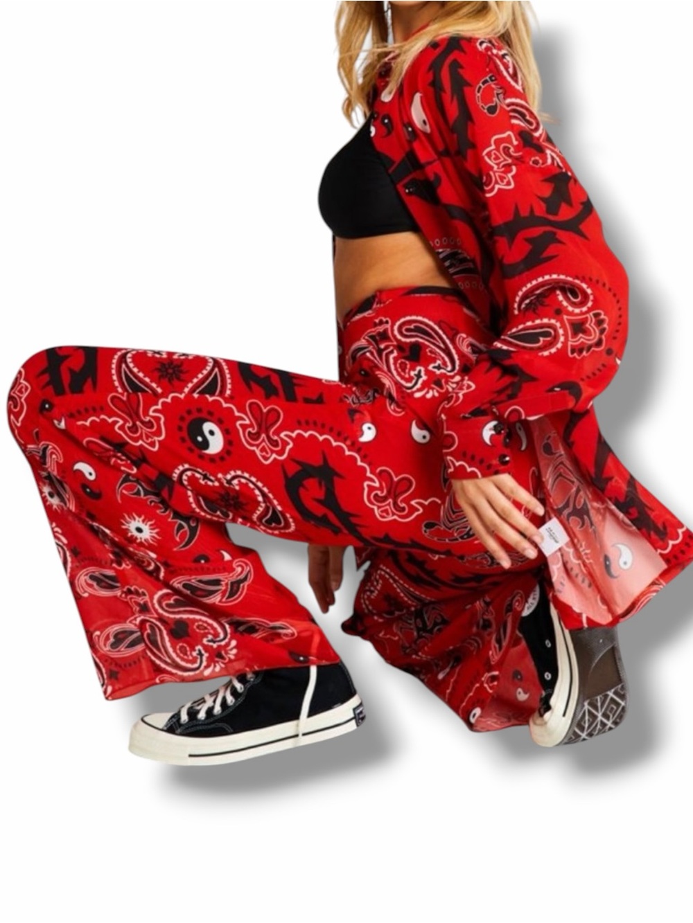 Jaded London Red Bandana Chiffon Set